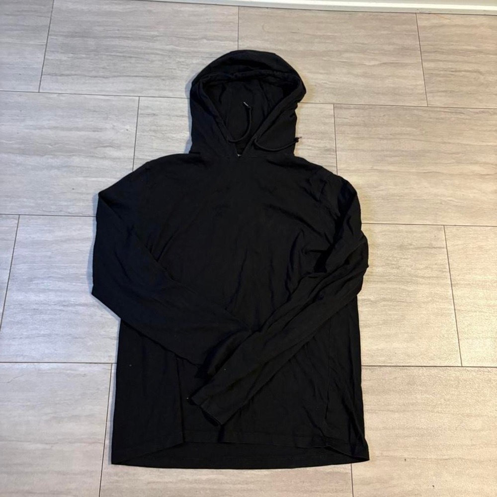 Michael Kors Womens Black Pima Cotton Long Sleeve Hooded Top Size L